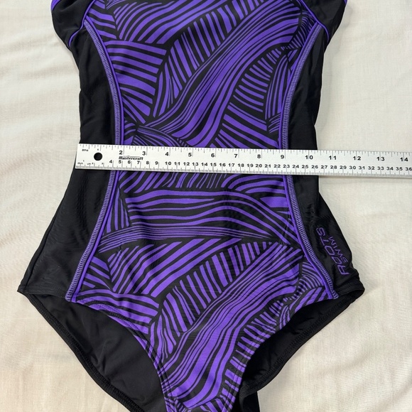 ROOTS Women's One Piece‎ Swimsuit Purple/Black Size 6 Bathing Suit Padded Cups - Picture 10 of 14